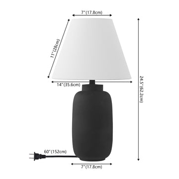 Elinore 24.5" Minimalist Scandinavian Resin/Iron Ginger Jar LED Table Lamp - JONATHAN Y